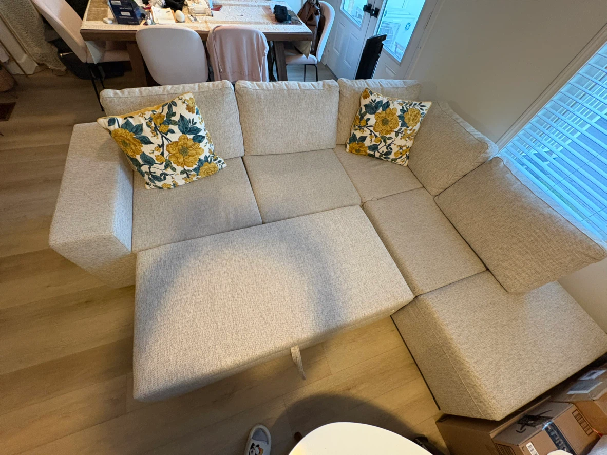 Light beige Sectional Sofa Bed with Storage - photo 5