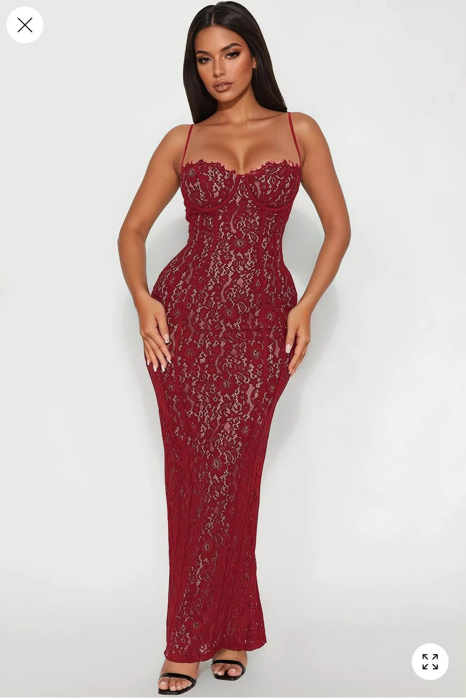 Fashion Nova All In Love Lace Maxi Dress