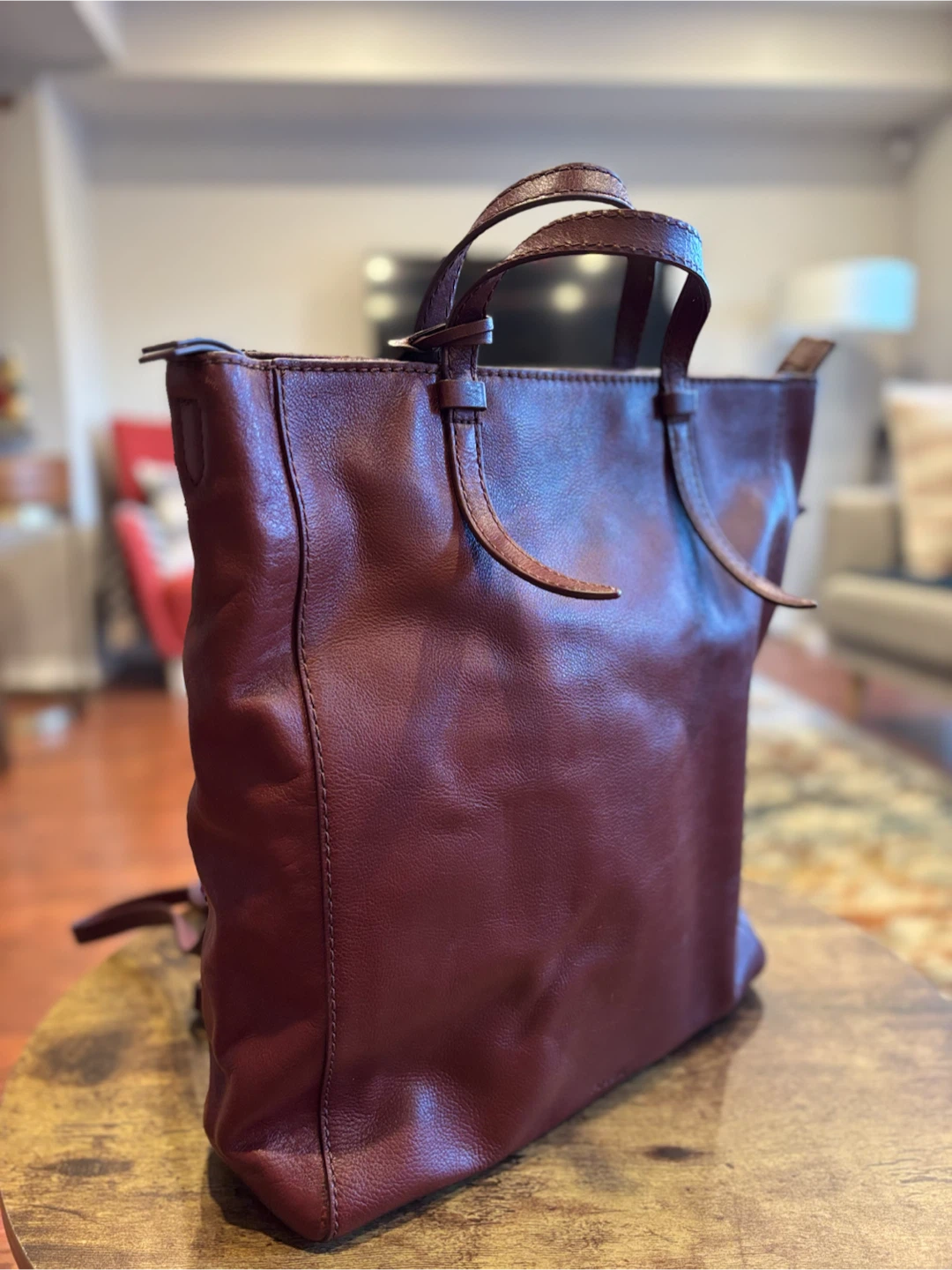 Fossil chestnut brown Leather Convertible Backpack