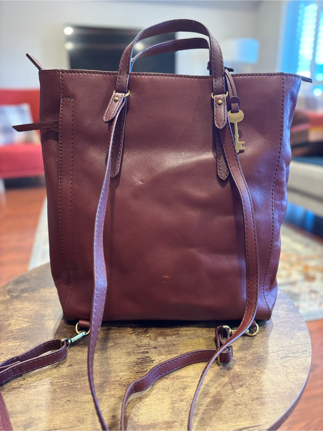 Fossil chestnut brown Leather Convertible Backpack - photo 2