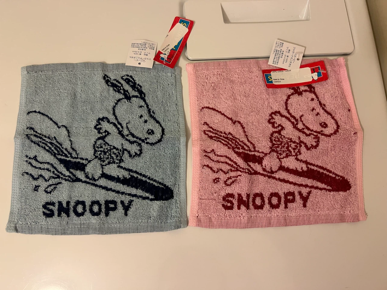 2 Snoopy Cotton Mini Towels