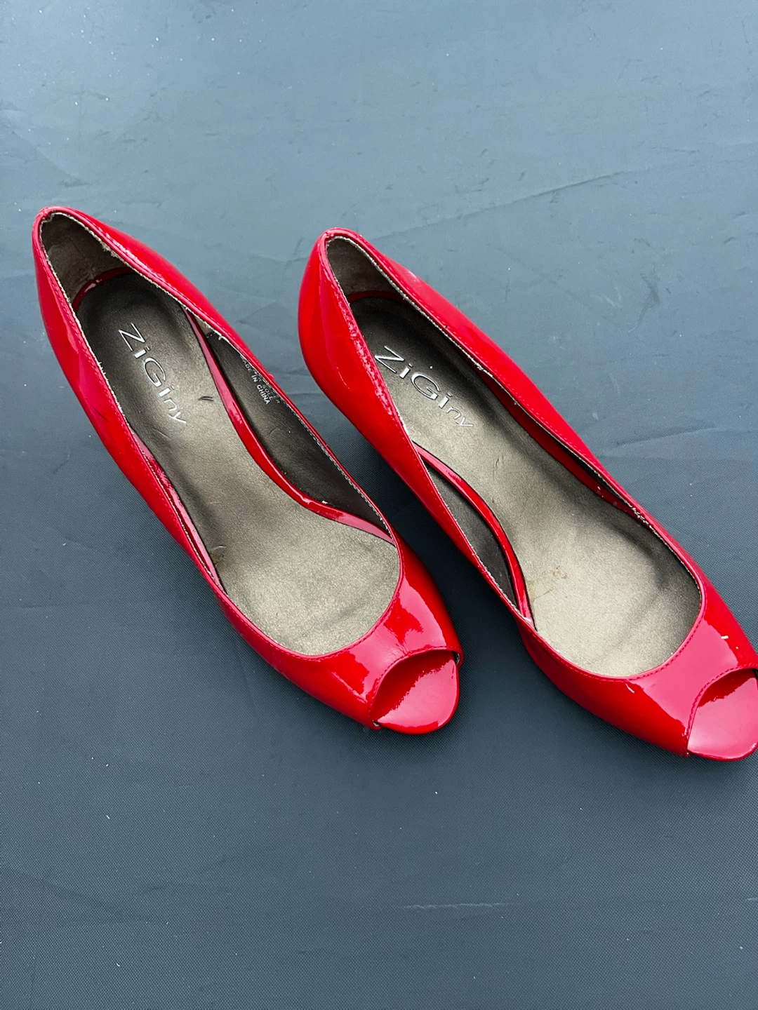 ZiGiny Red Patent Leather Wedge Heels - Size 9