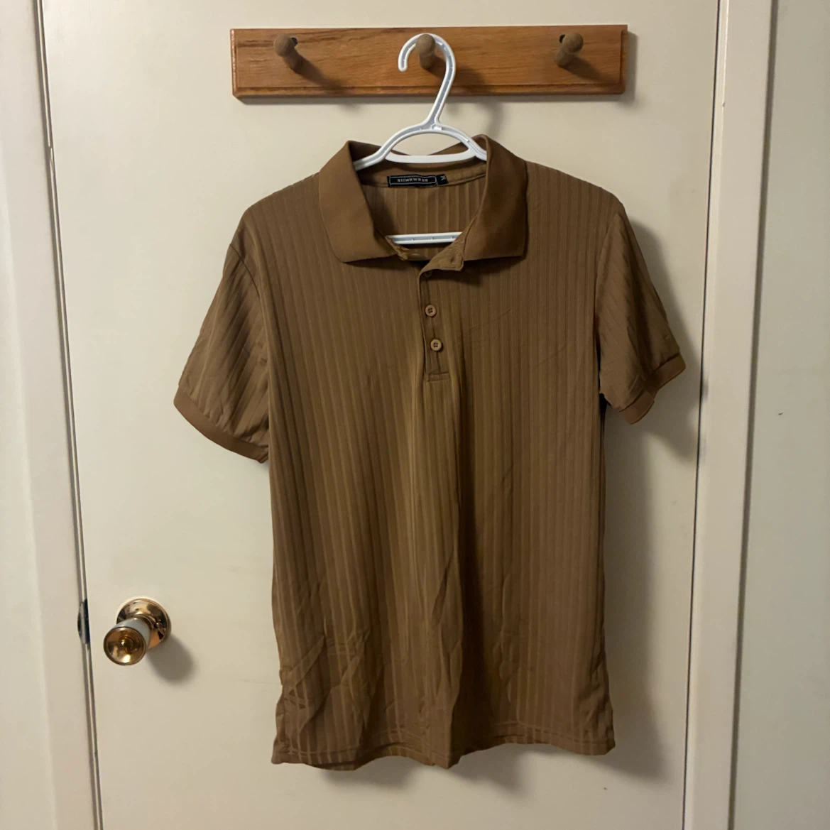 Brown Ribbed Polo Shirt (M)