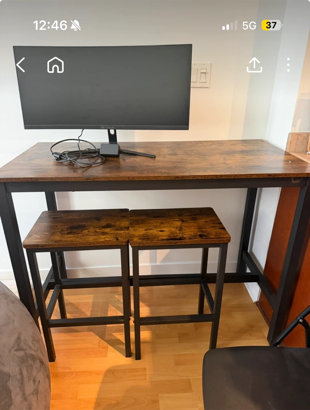 Rustic Industrial Bar Table and Stools Set