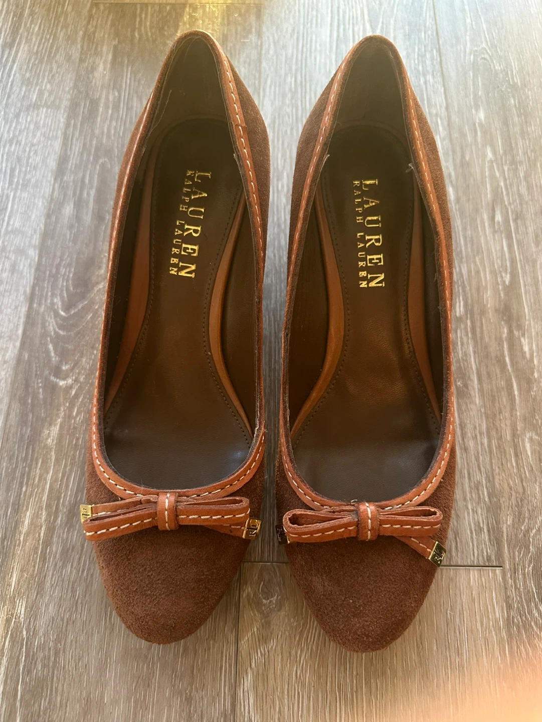 Brand new Lauren Ralph Lauren Brown Suede Wedge Pumps