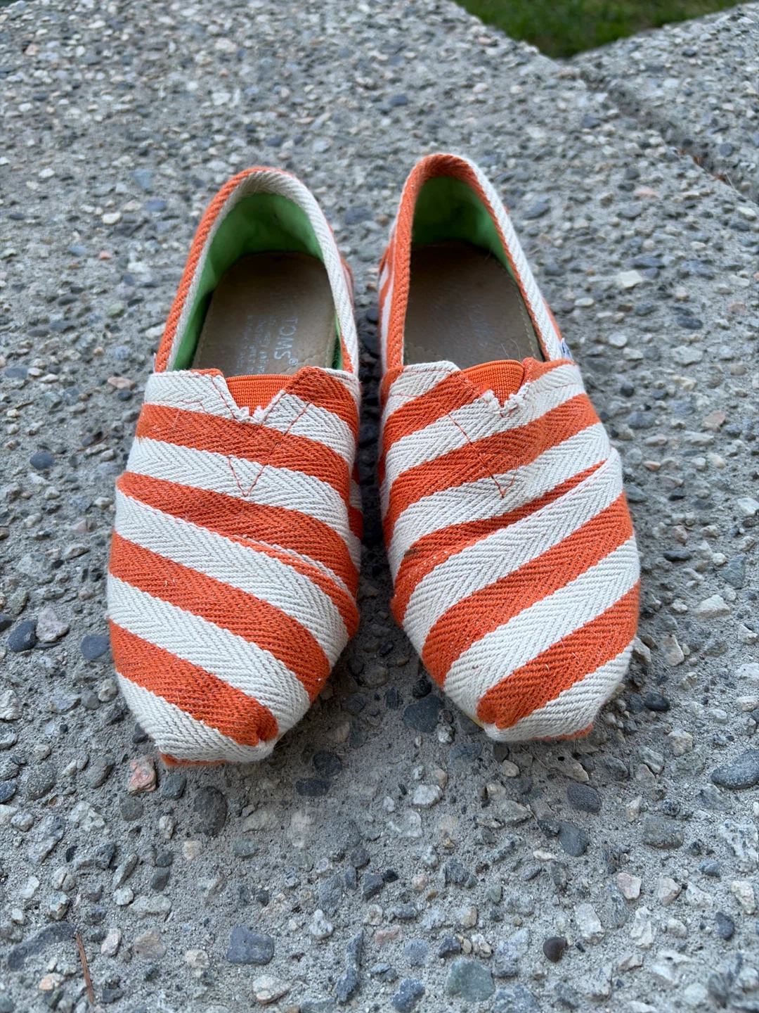 TOMS Orange and White Striped Canvas Shoes