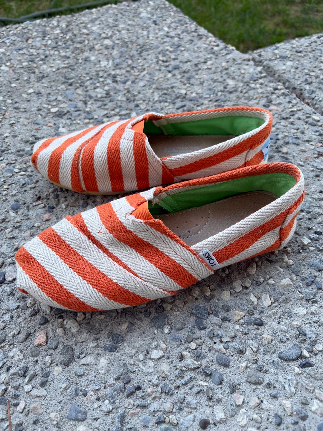 TOMS Orange and White Striped Canvas Shoes - photo 2