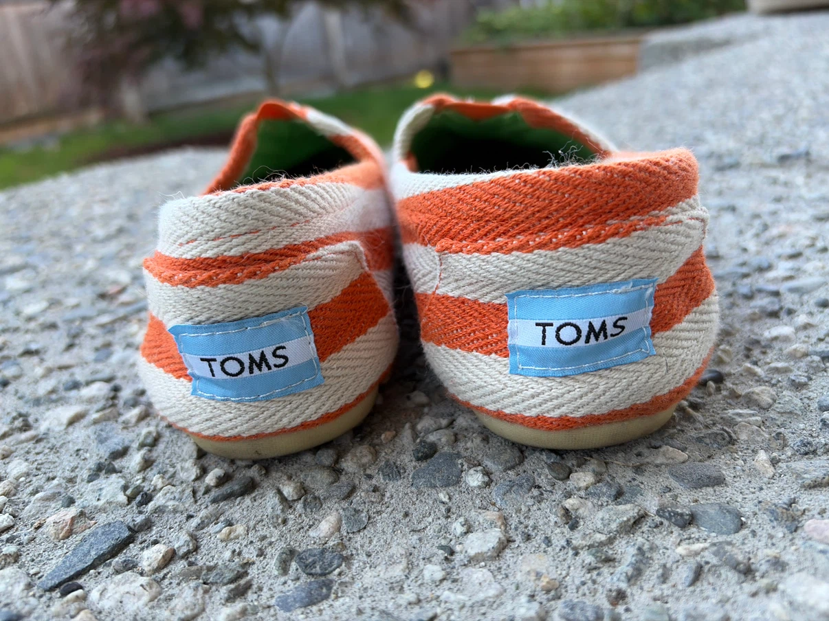 TOMS Orange and White Striped Canvas Shoes - photo 3