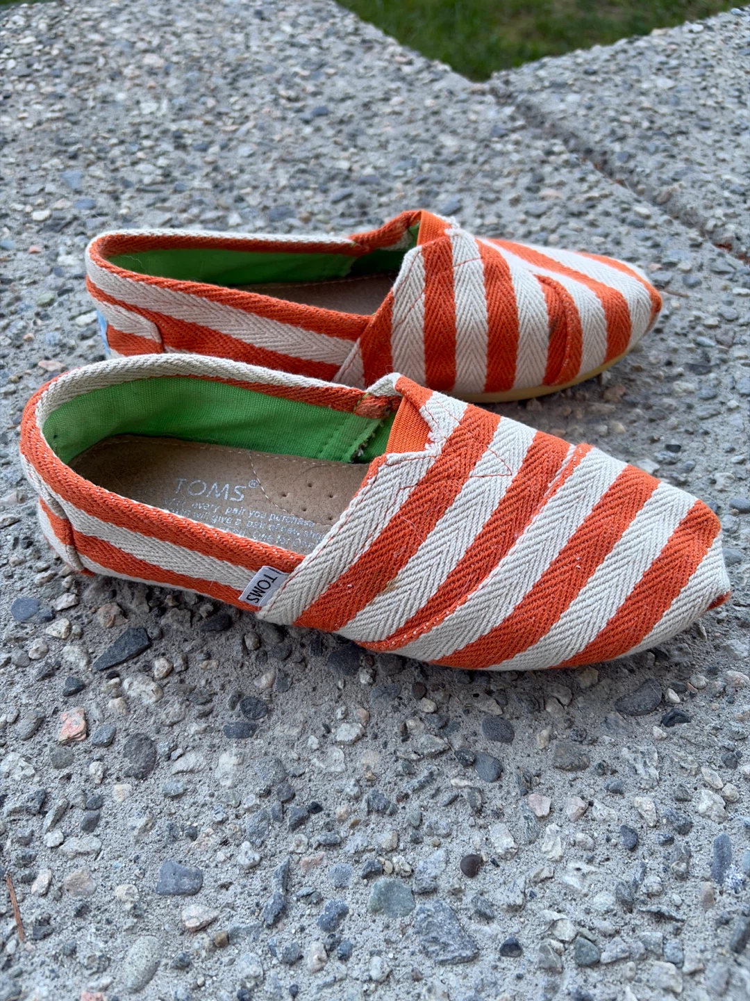 TOMS Orange and White Striped Canvas Shoes - photo 4