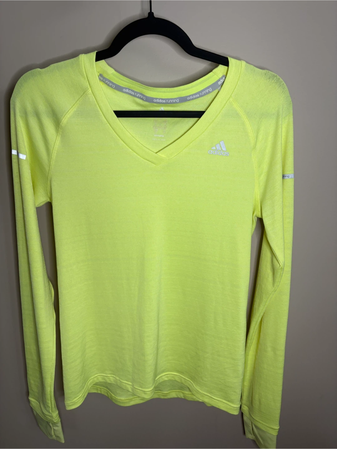 Adidas Running Long Sleeve V-Neck Shirt Neon Yellow