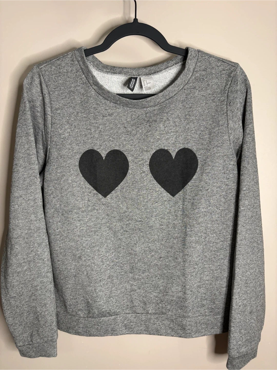 H&M Grey Heart Print Sweatshirt