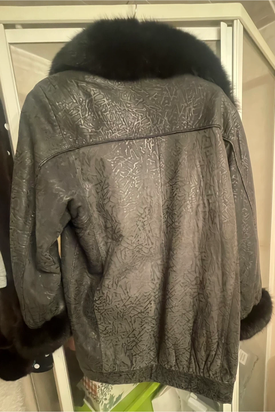 Rabbit Fur Trim Leather Jacket - photo 2