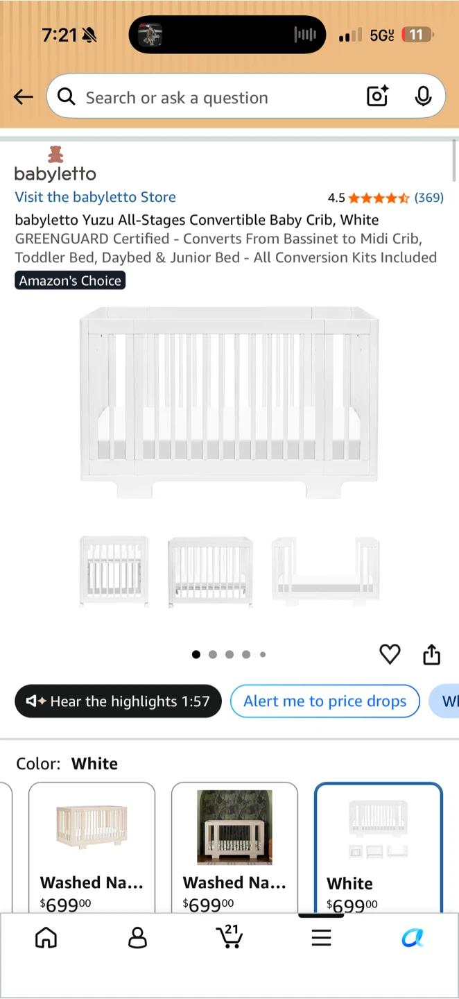 Babyletto Yuzu All-Stages Convertible Baby Crib