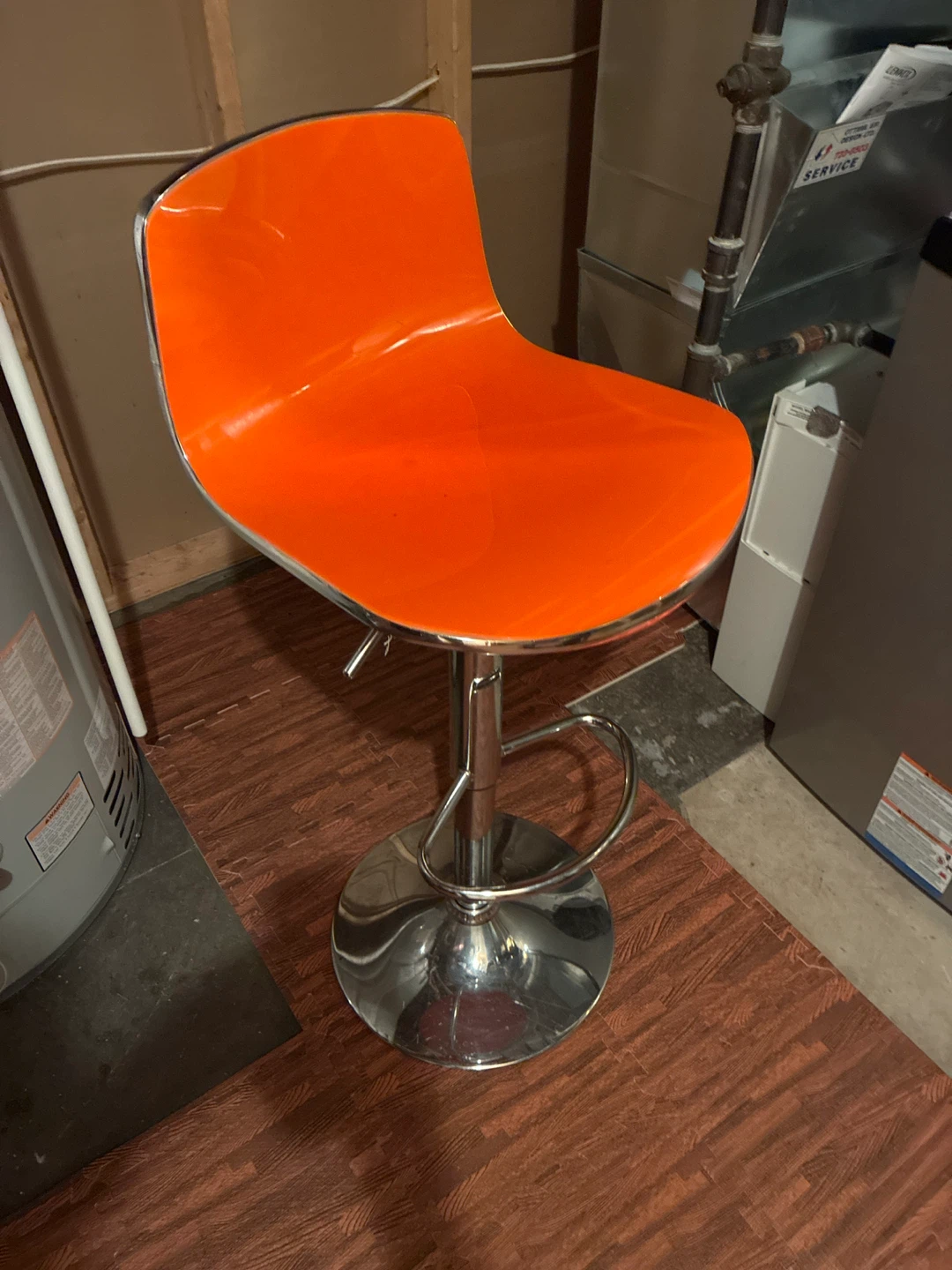 Orange Adjustable Bar Stool
