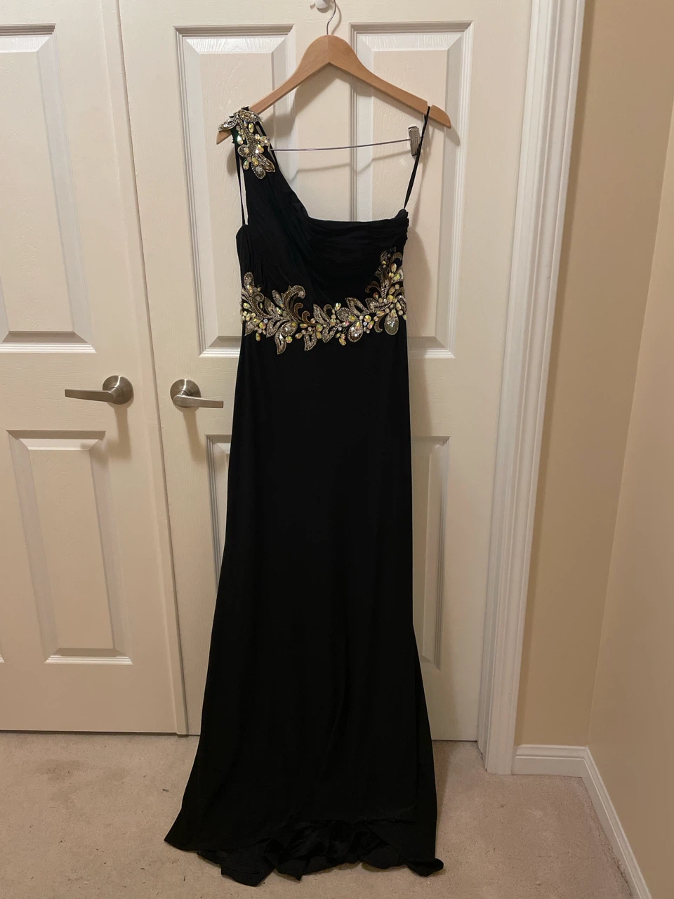 May Queen Couture Black Gown, Size 8, Excellent to Like New