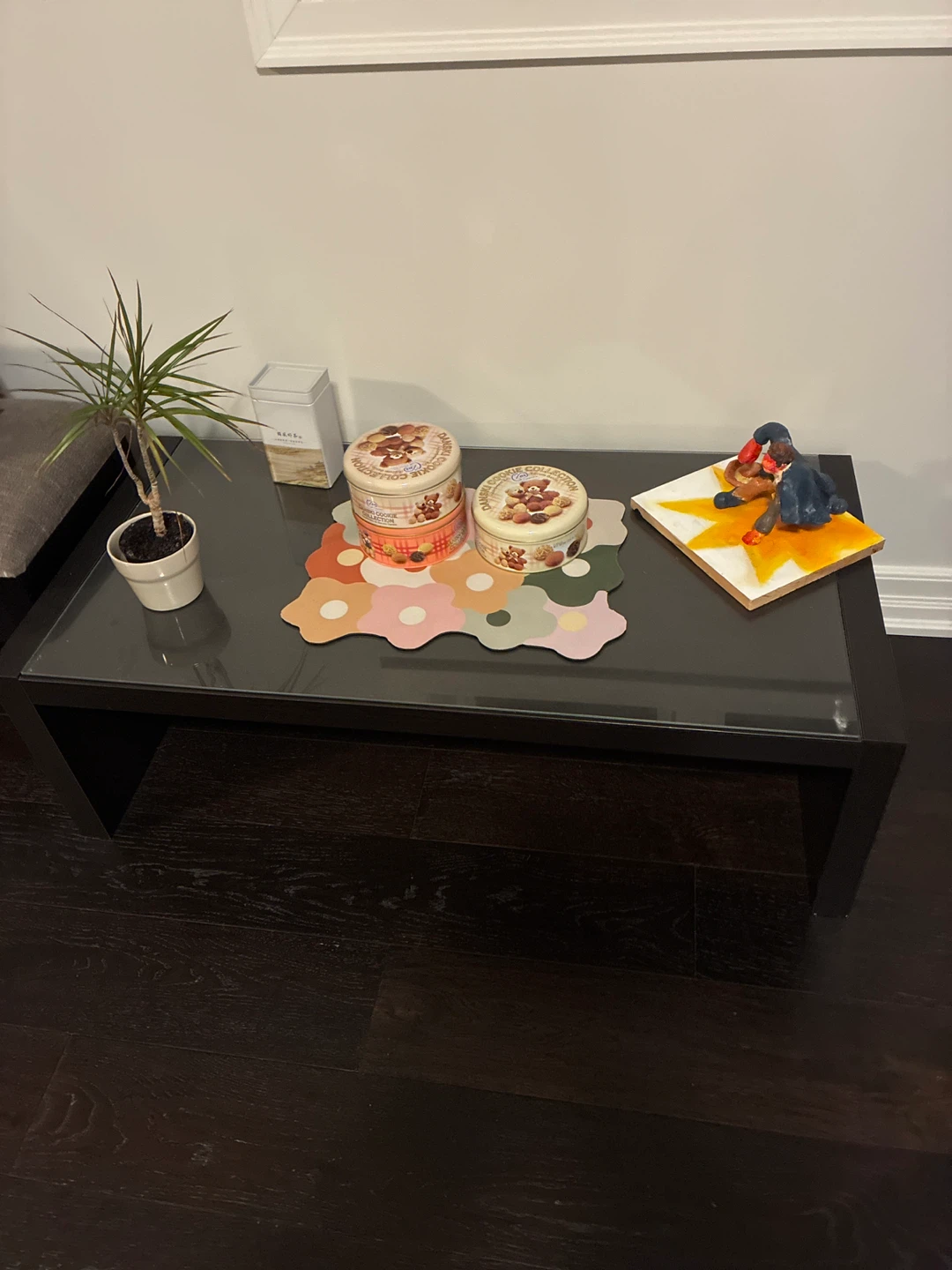 Black glass coffee table