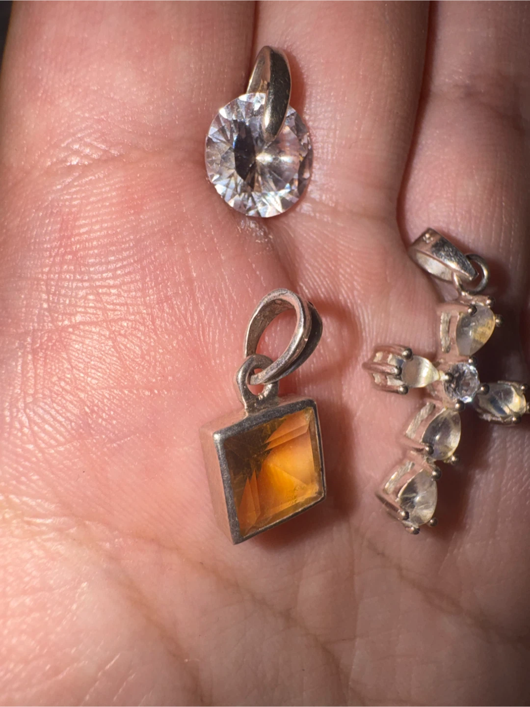 Set of Three Assorted Stone Silver Pendants - photo 2