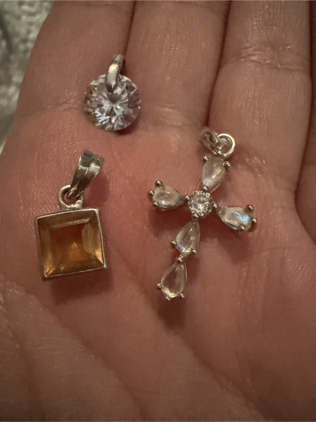 Set of Three Assorted Stone Silver Pendants - photo 3
