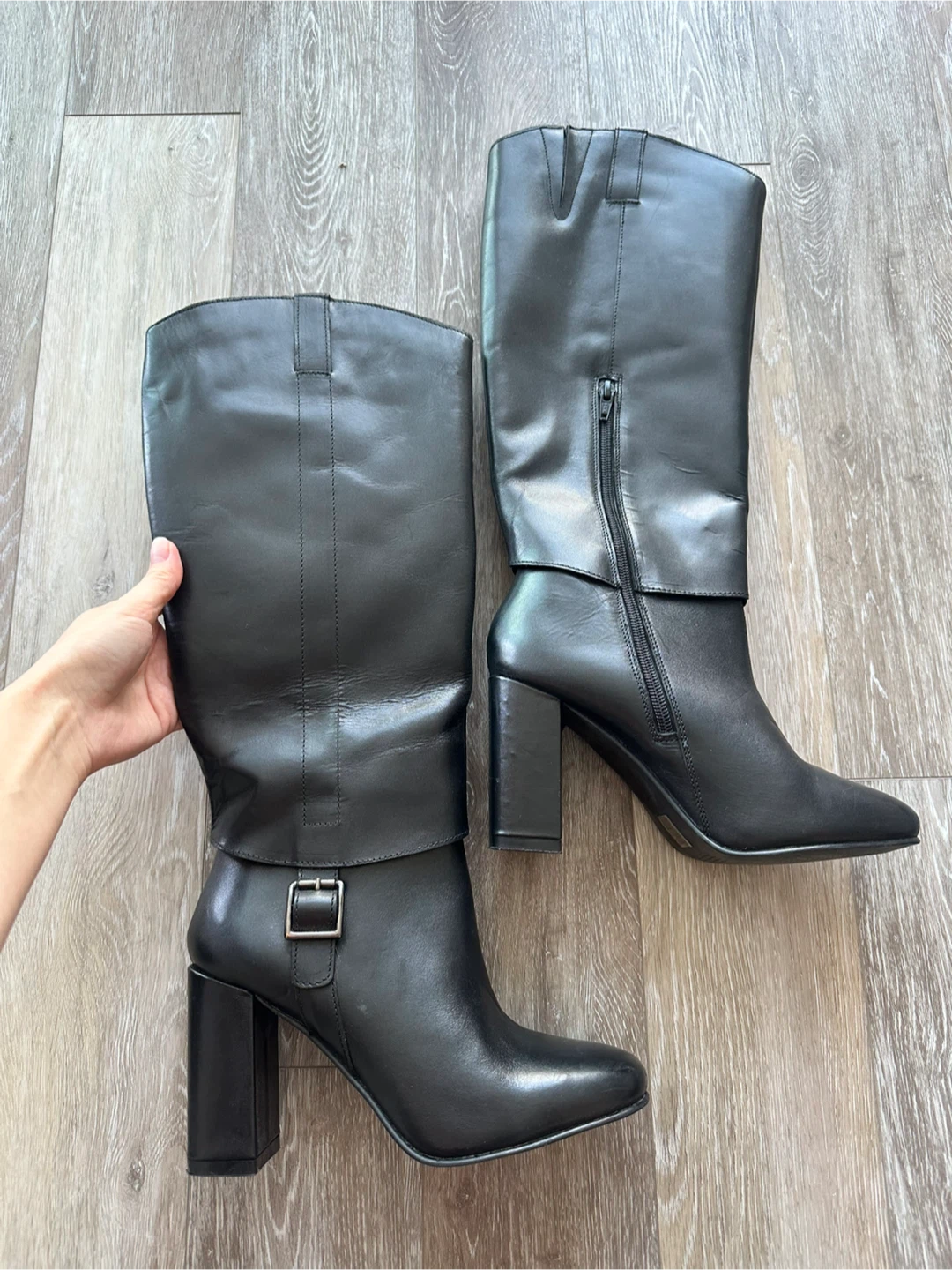 Allonsi Black Genuine Leather Boots Size 8