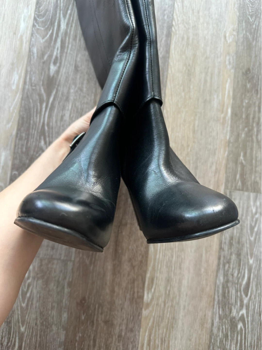 Allonsi Black Genuine Leather Boots Size 8 - photo 4