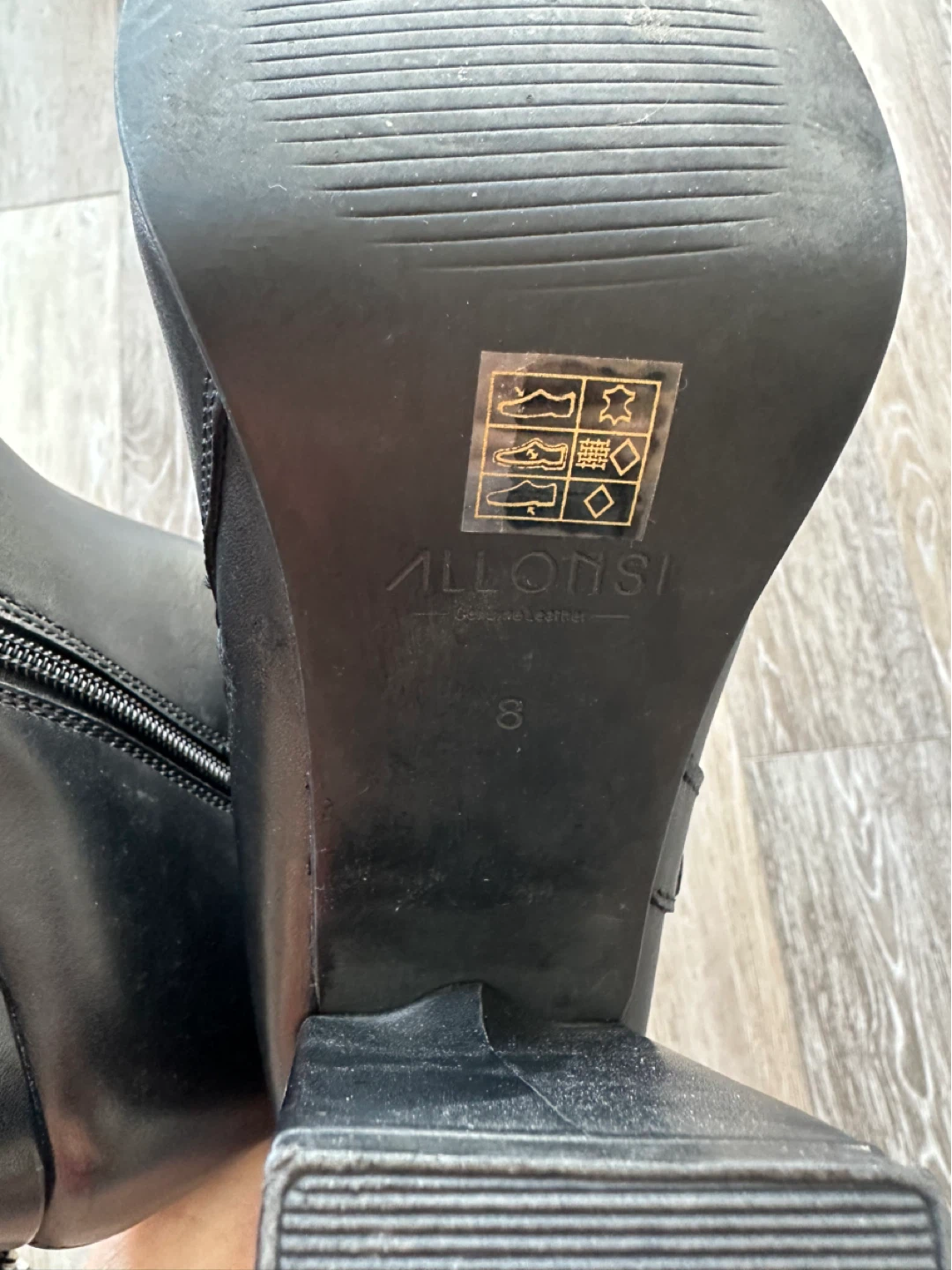 Allonsi Black Genuine Leather Boots Size 8 - photo 5