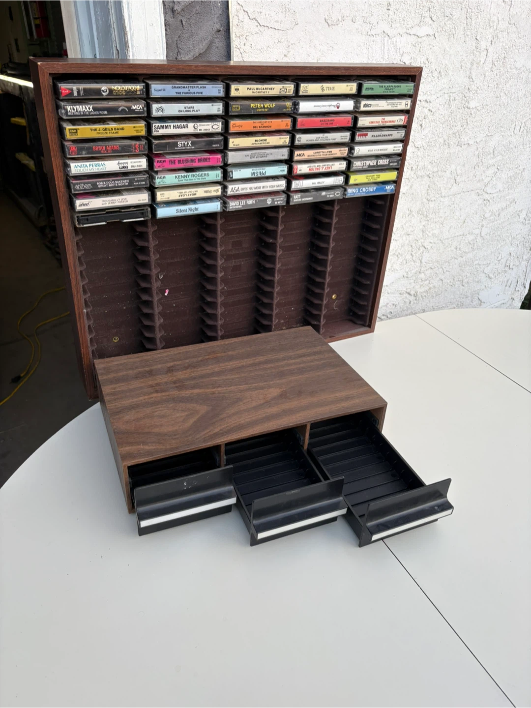 Vintage Cassette Tape Storage Unit with tapes$25