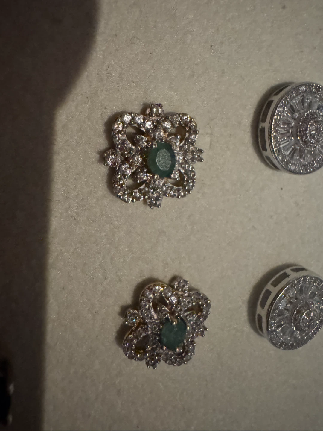 Gold-Plated Sterling Silver Emerald Earrings - photo 4