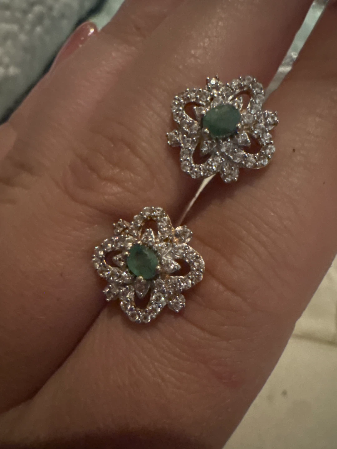 Gold-Plated Sterling Silver Emerald Earrings