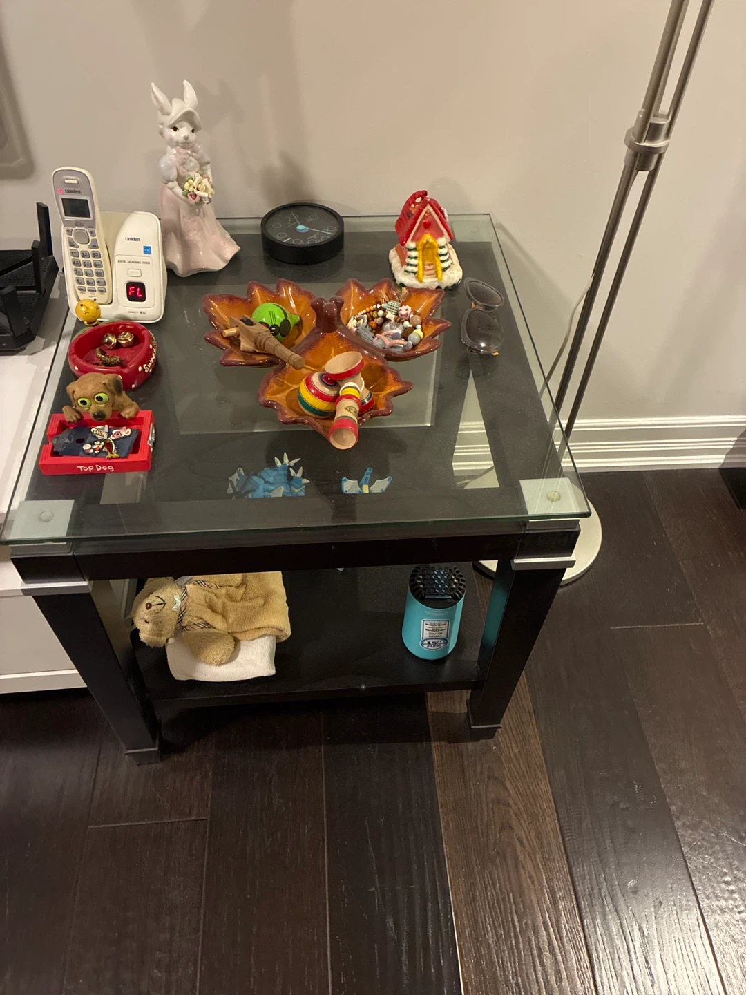 Black Glass Top Side Table