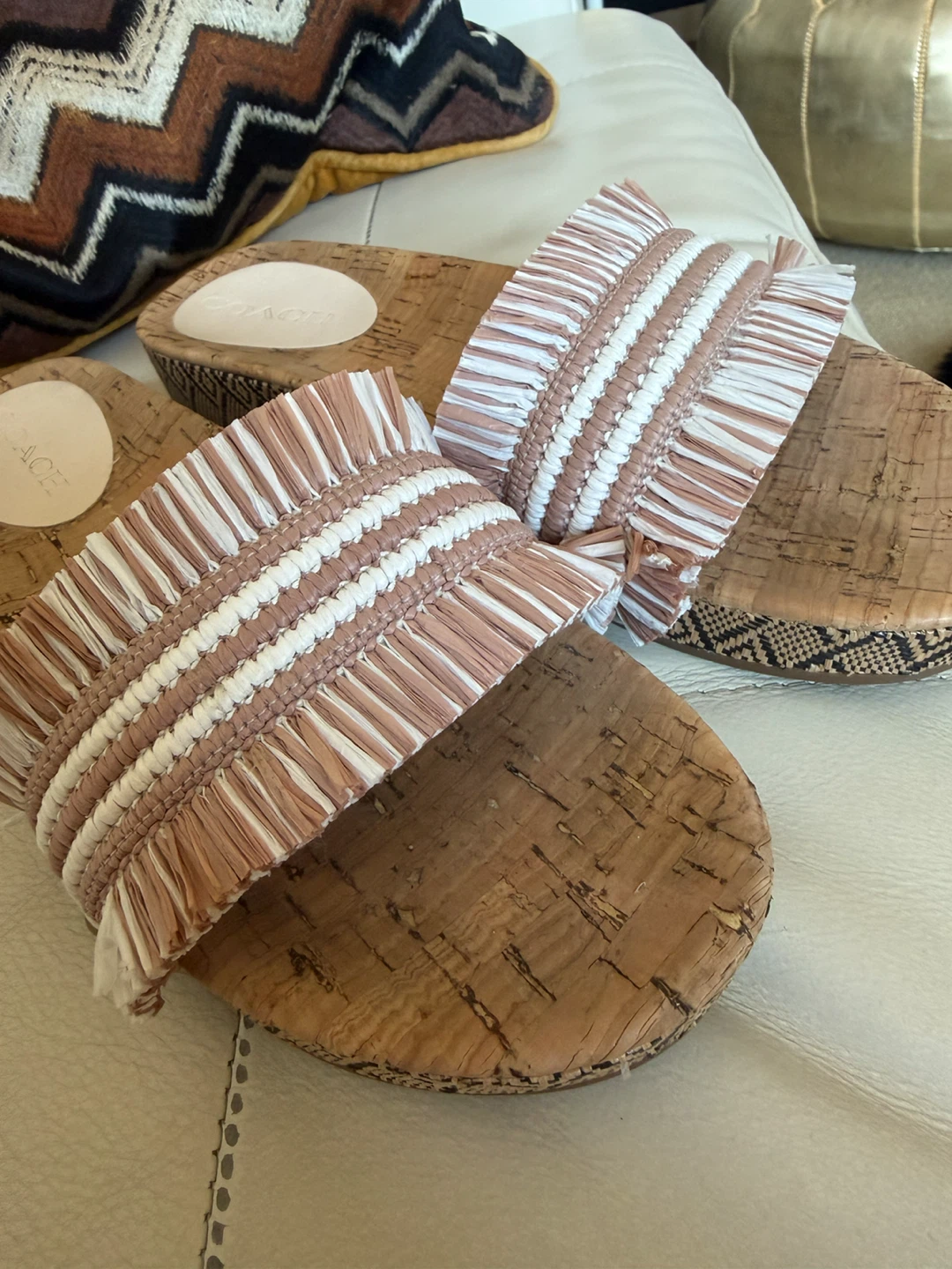 Coach Fringe Cork Slides Size 9 - photo 2