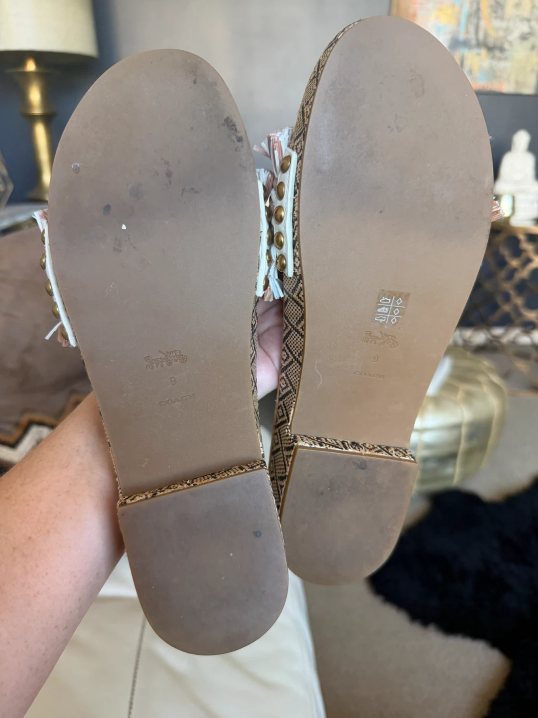 Coach Fringe Cork Slides Size 9 - photo 4