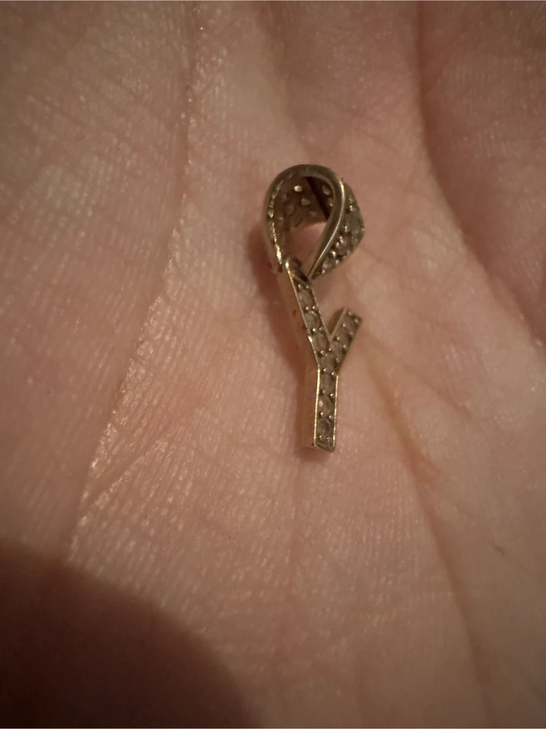 10K Gold Y Pendant with Sparkling Stones - photo 2