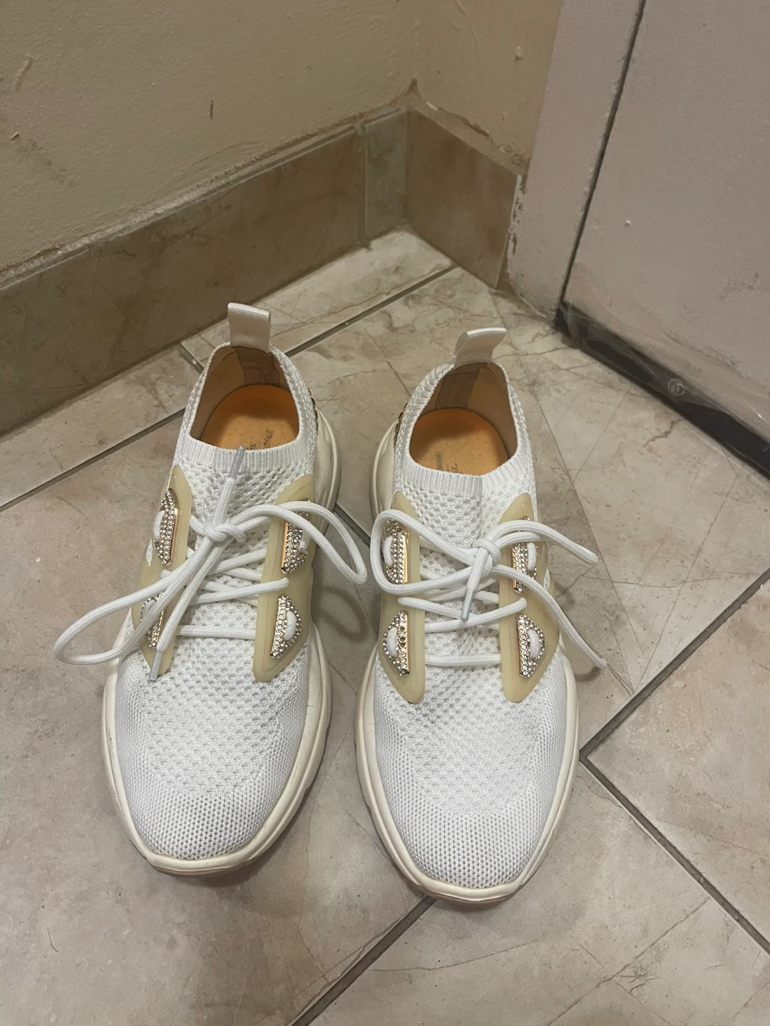 White Rhinestone Embellished Sneakers - photo 3