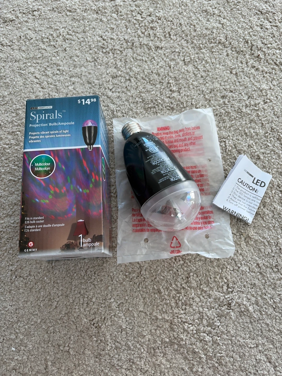 Gemmy Spirals Projection Light Bulb