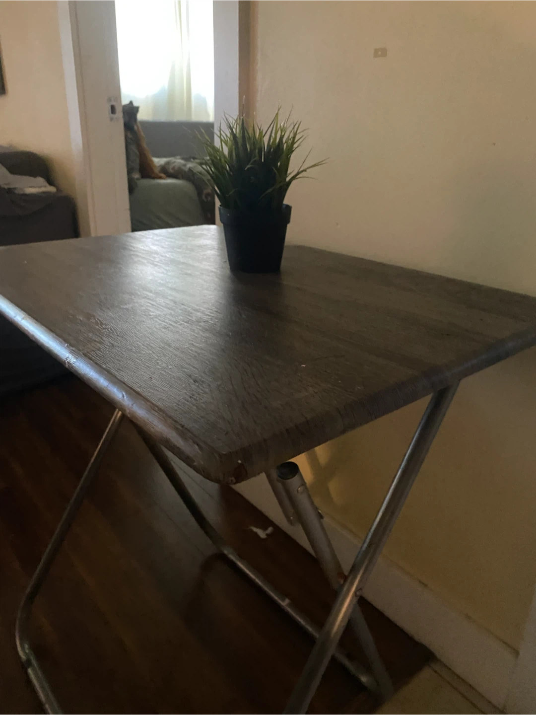 Folding Side Table with Wood Grain Top