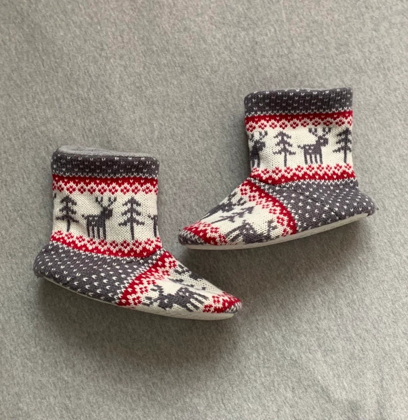 Reindeer Slipper Boots - Kids Size Medium 12-13
