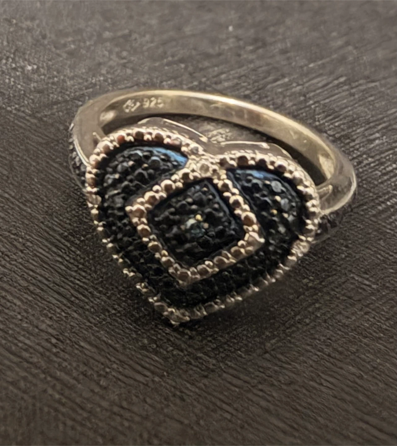 Sterling Silver 925 Heart Ring with blue diamonds - photo 2
