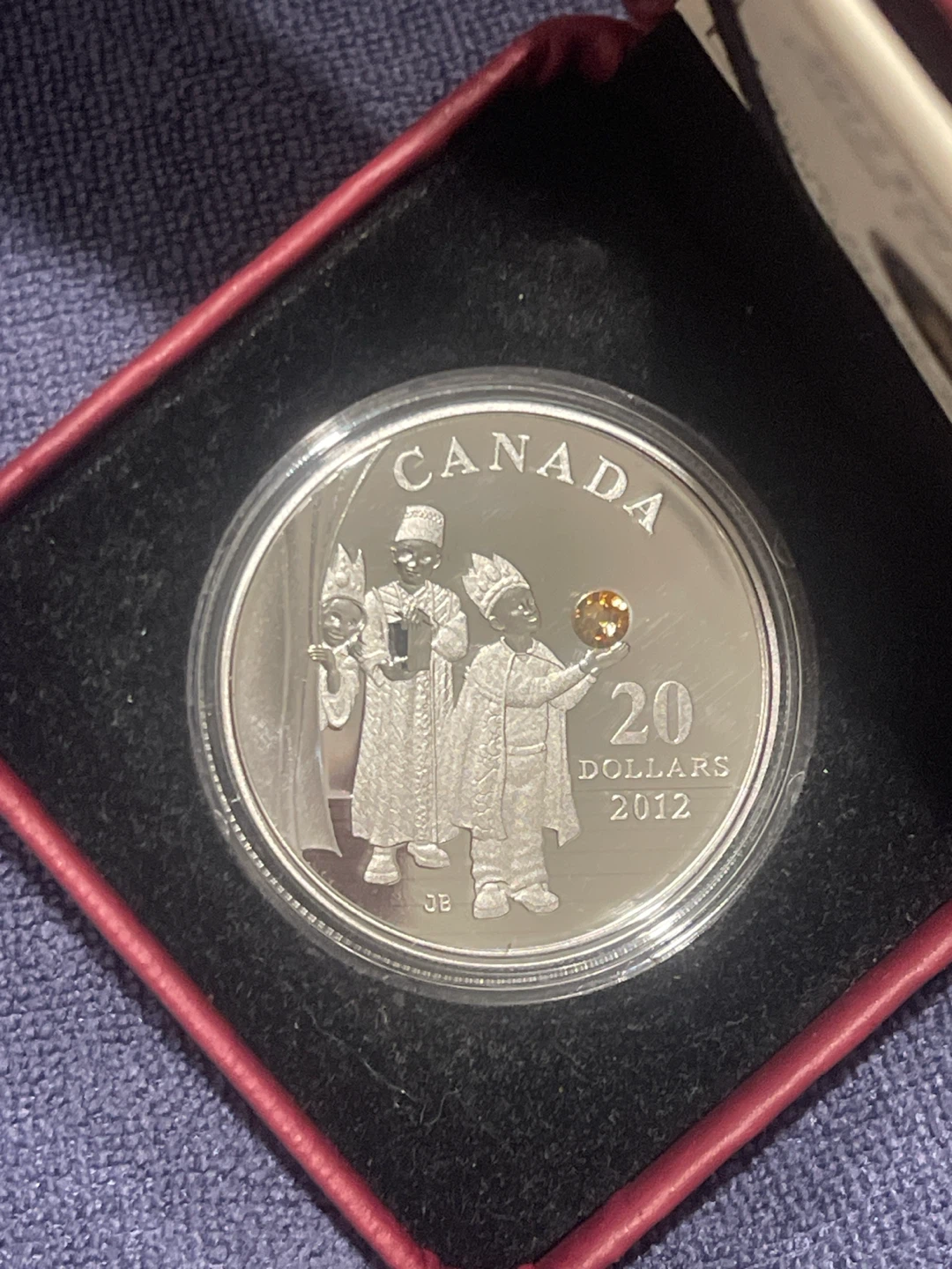 2012 $20 Fine Silver Holiday Crystal Coin - Three Wise Men