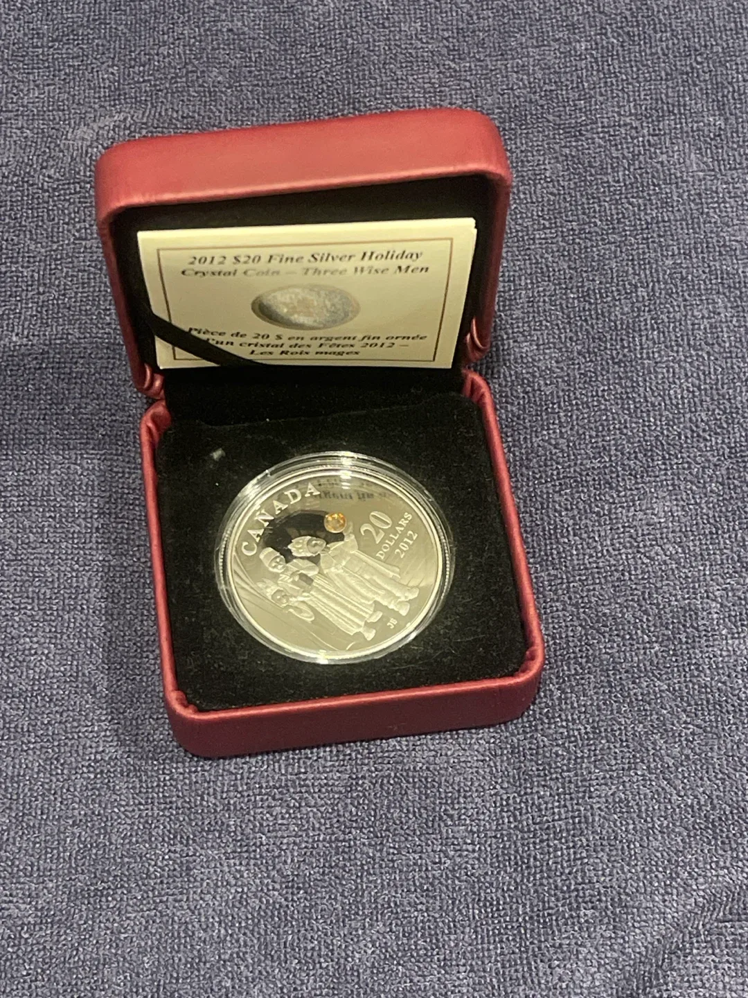 2012 $20 Fine Silver Holiday Crystal Coin - Three Wise Men - photo 2