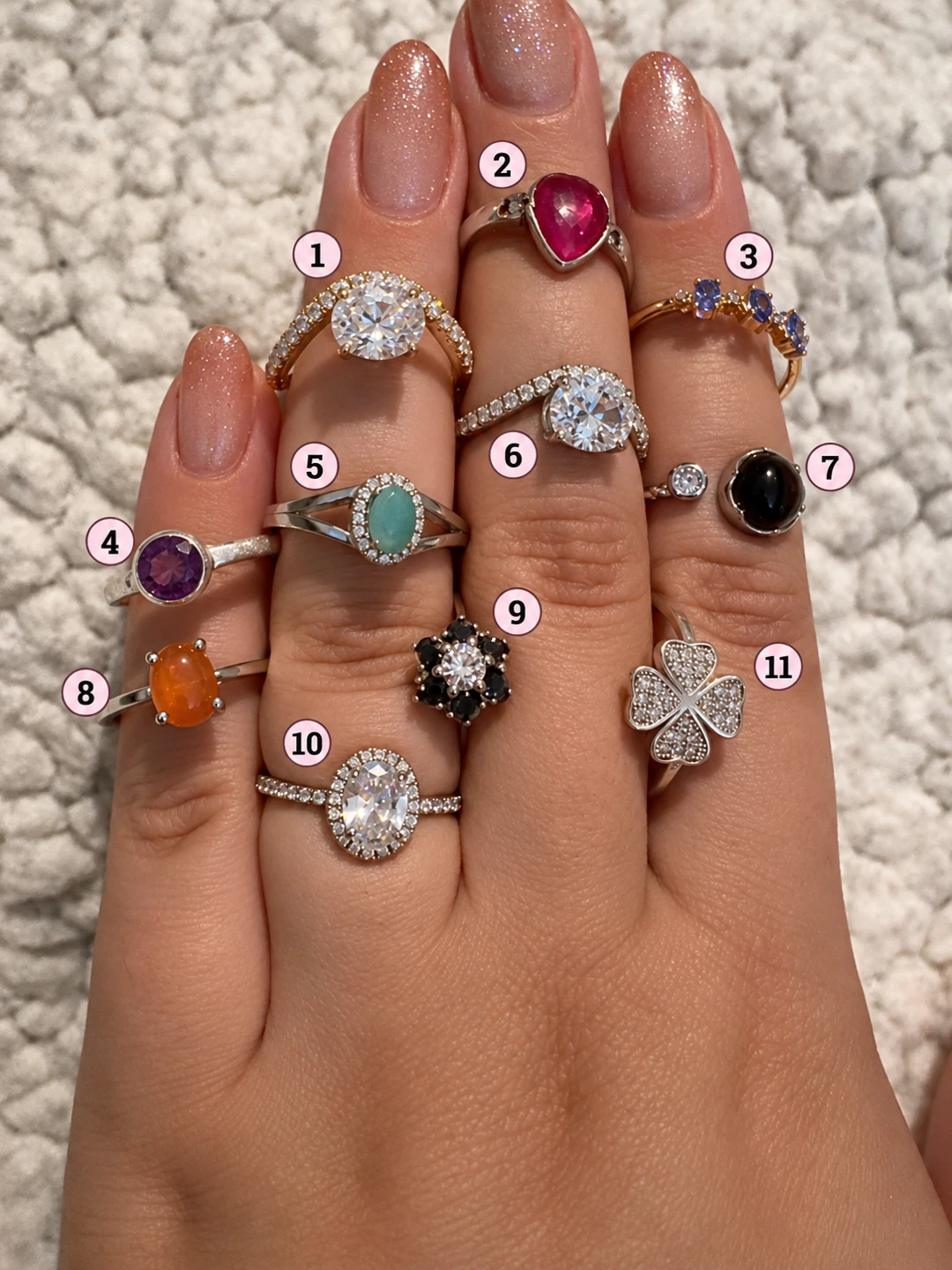 Assorted silver Rings - 11 Styles