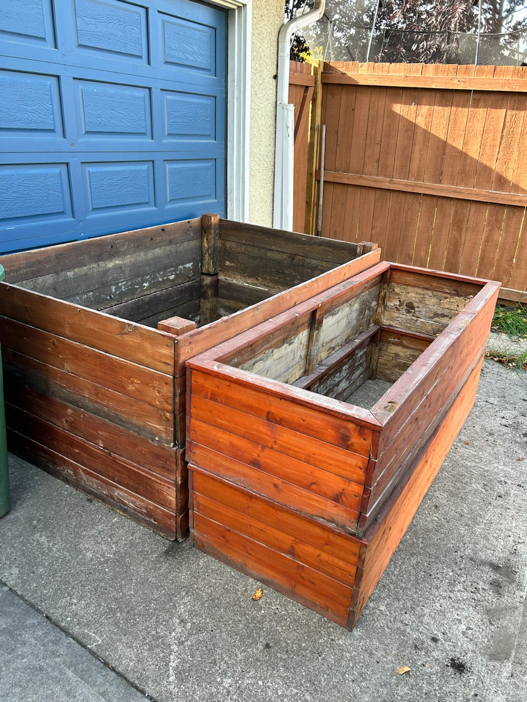 Four (2 Large, 2 Smaller)Used Cedar Garden Planter Boxes