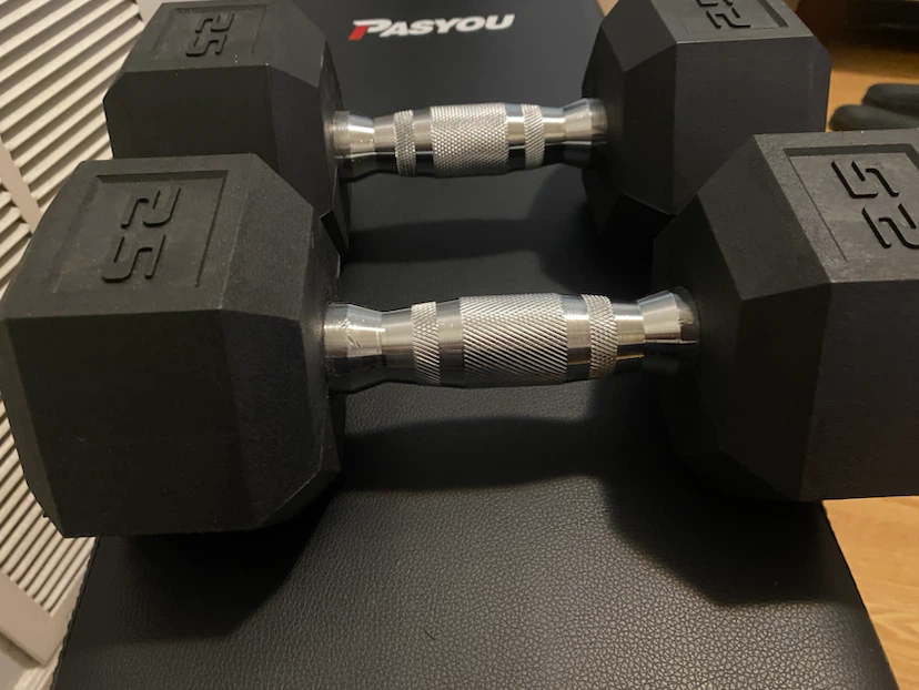 Set of 25 lb Hex Dumbbells