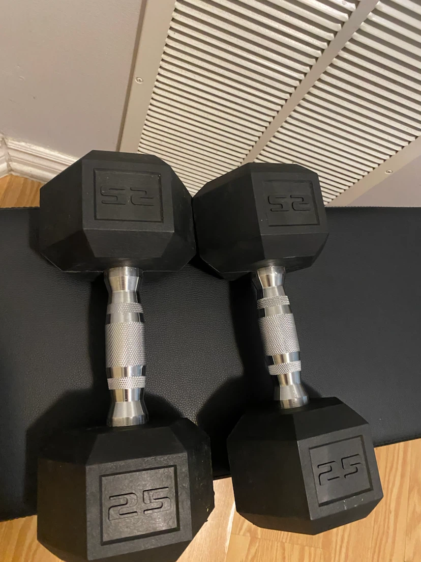 Set of 25 lb Hex Dumbbells - photo 2