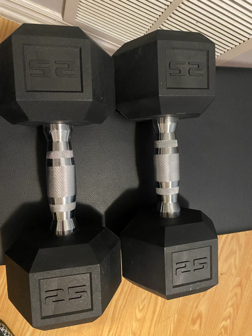 Set of 25 lb Hex Dumbbells - photo 3