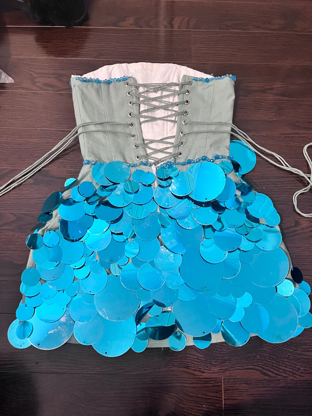 Blue Sequin Corset Mini Dress - photo 4