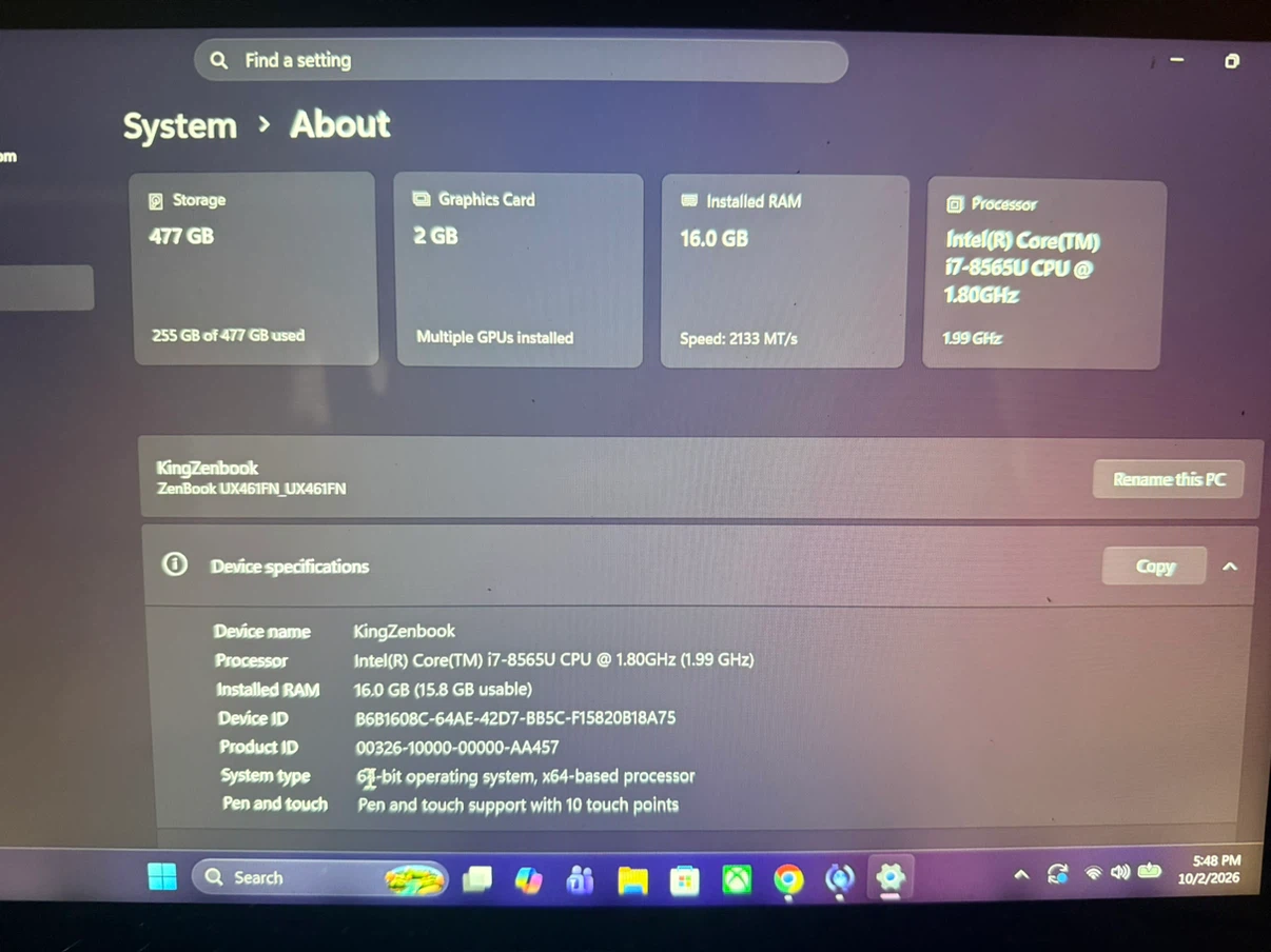 Asus Zenobook 14 touchscreen 16gb ram / 512gb ssd - photo 4