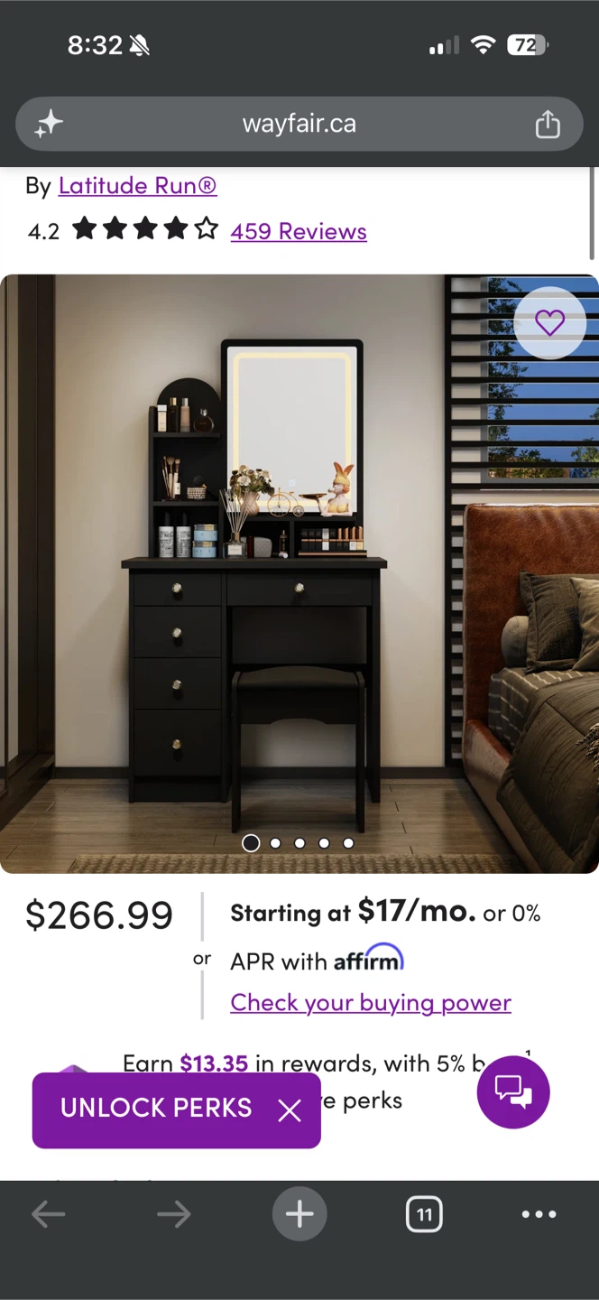 Black makeup vanity for sale