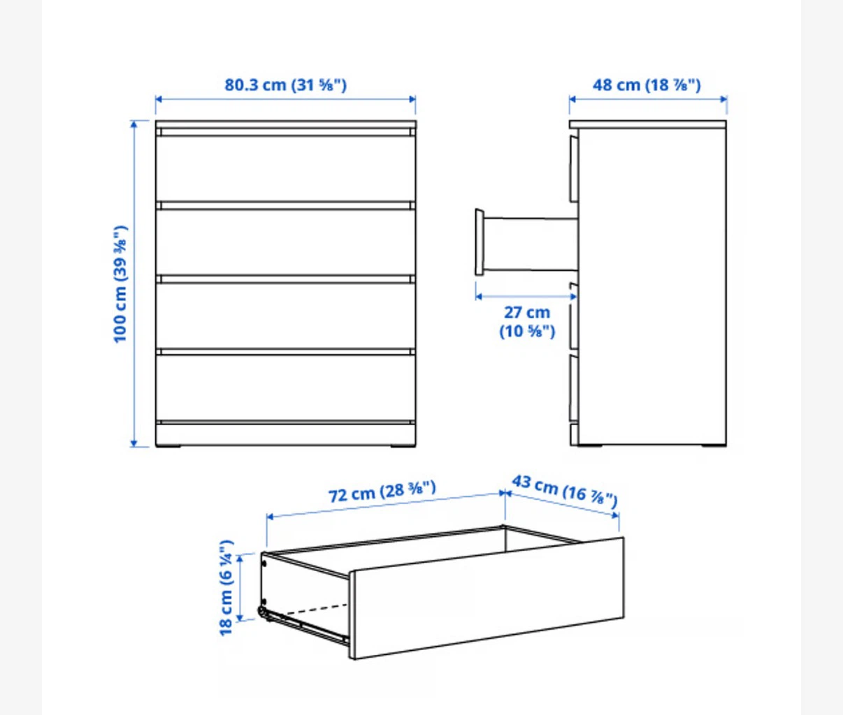 IKEA MALM/STORKLINTA 4-Drawer Dresser – Gray - photo 5