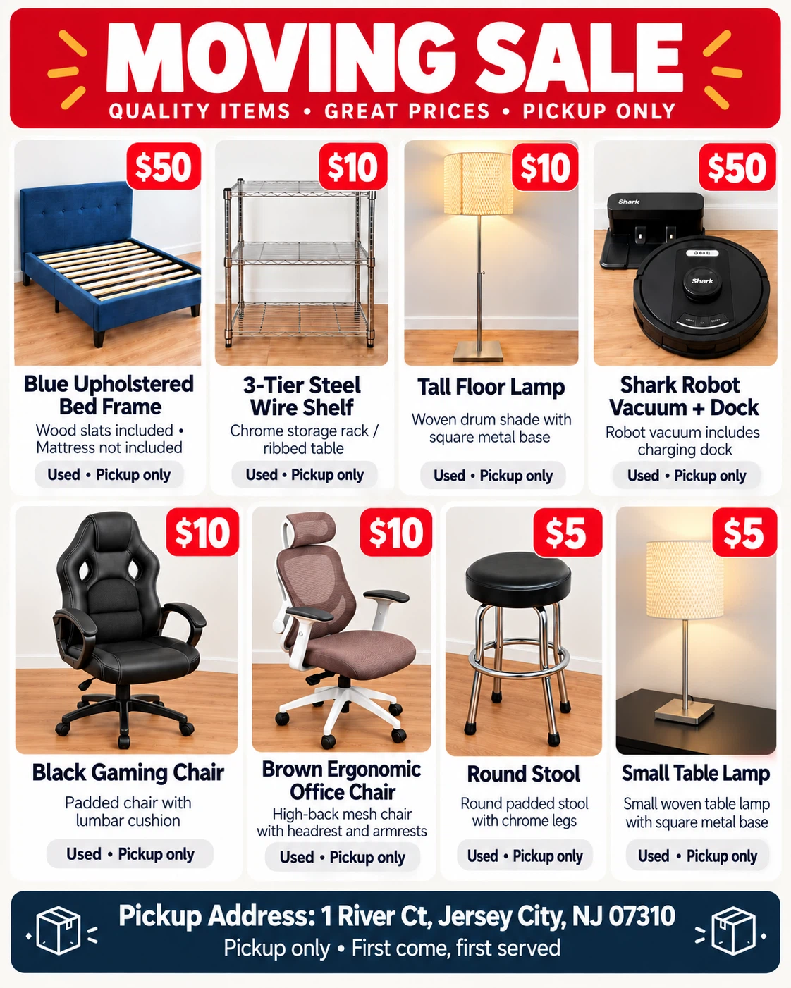 Move out sale. Multiple items. Jersey city.
