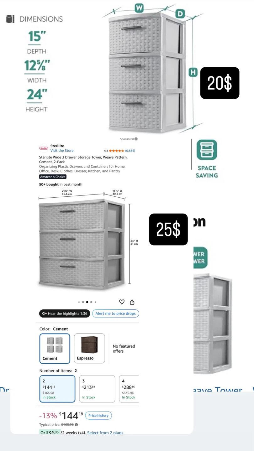 Sterilite Wide 3 Drawer Storage Tower - photo 3